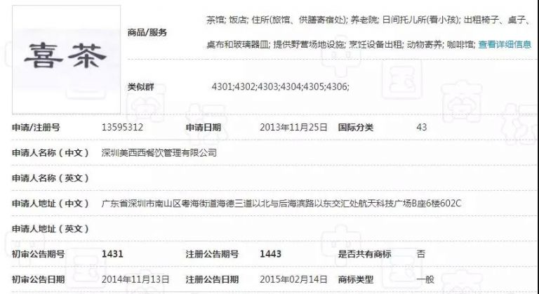 “喜茶”遇上“囍茶”，都是商標惹的禍！